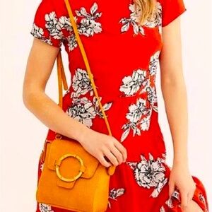 Free People Carrie Cognac Bamboo Circle Crossbody